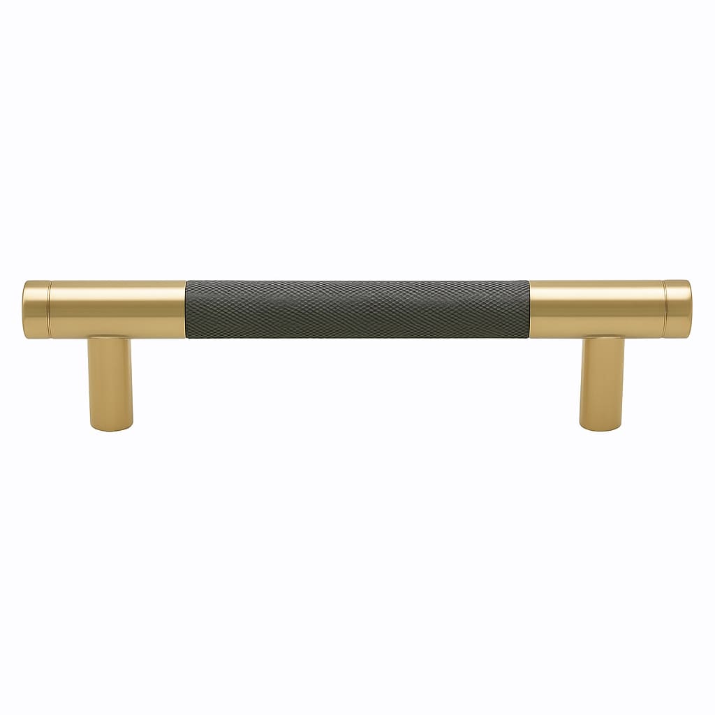 Poignée de cuisine 126mm métal bicolore doré et anthracite, finition moderne