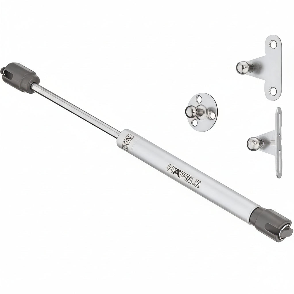 Vérins à gaz 60N pour porte relevable de meuble : Acier hydraulique, 6 kg par vérin