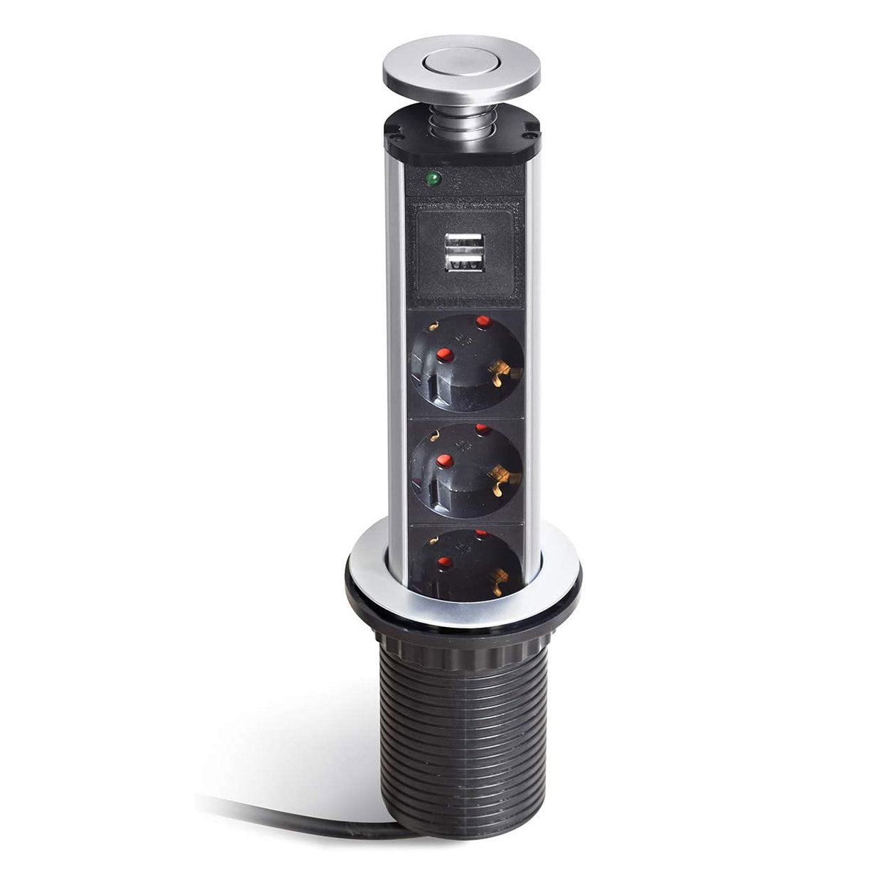 Tour Escamotable avec 3 Prises et 2 Ports USB pour Plan de Travail
