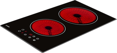 Plaque vitrocéramique domino HYUNDAI HY-PLVIT2-001 : 2 foyers encastrable 3000 W noir, touches sensitives, minuteur et verrouillage enfant