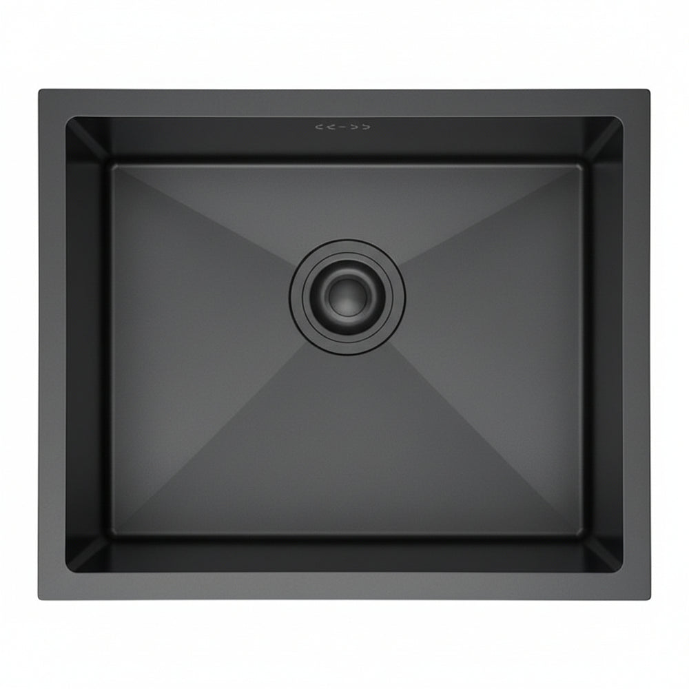 Évier cuisine 1 bac inox noir 50x43 cm profondeur 20 cm, encastrable sur mesure