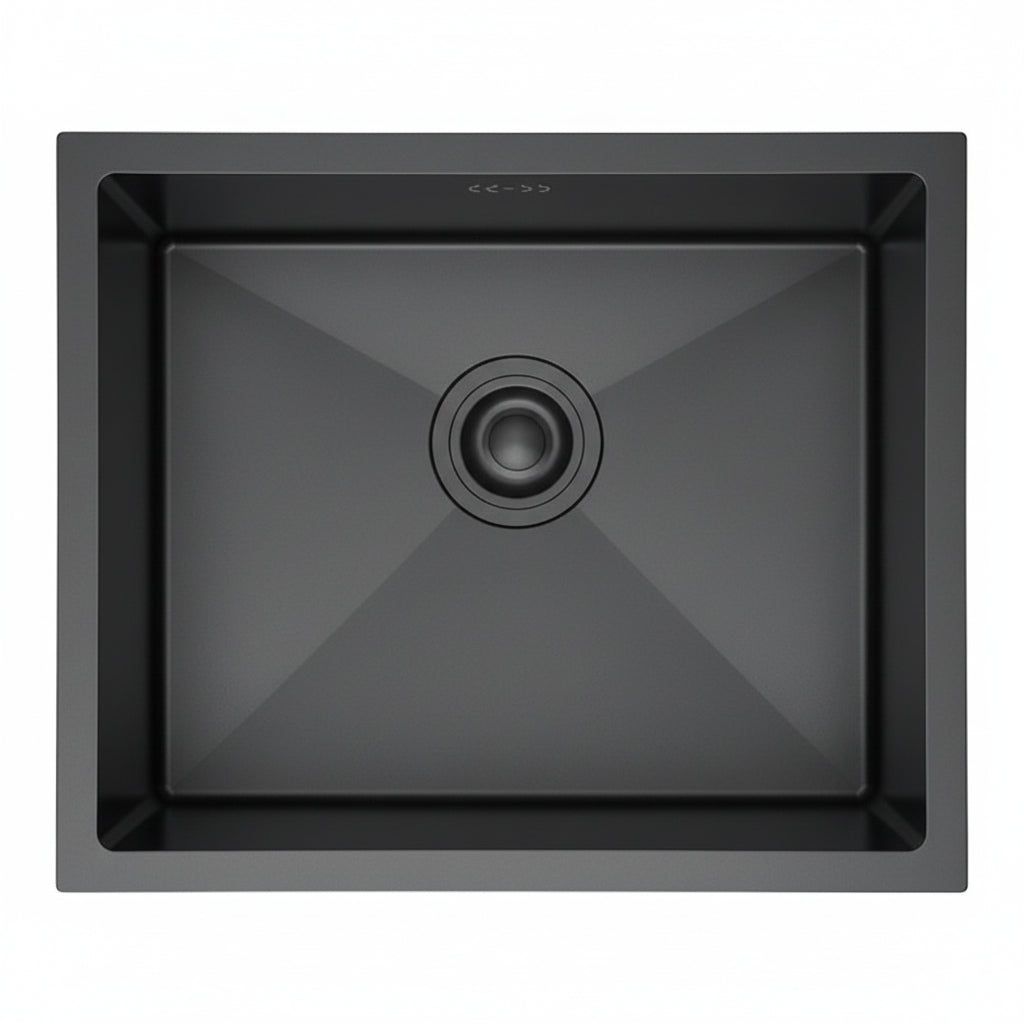 Évier cuisine 1 bac inox noir 50x43 cm profondeur 20 cm, encastrable sur mesure