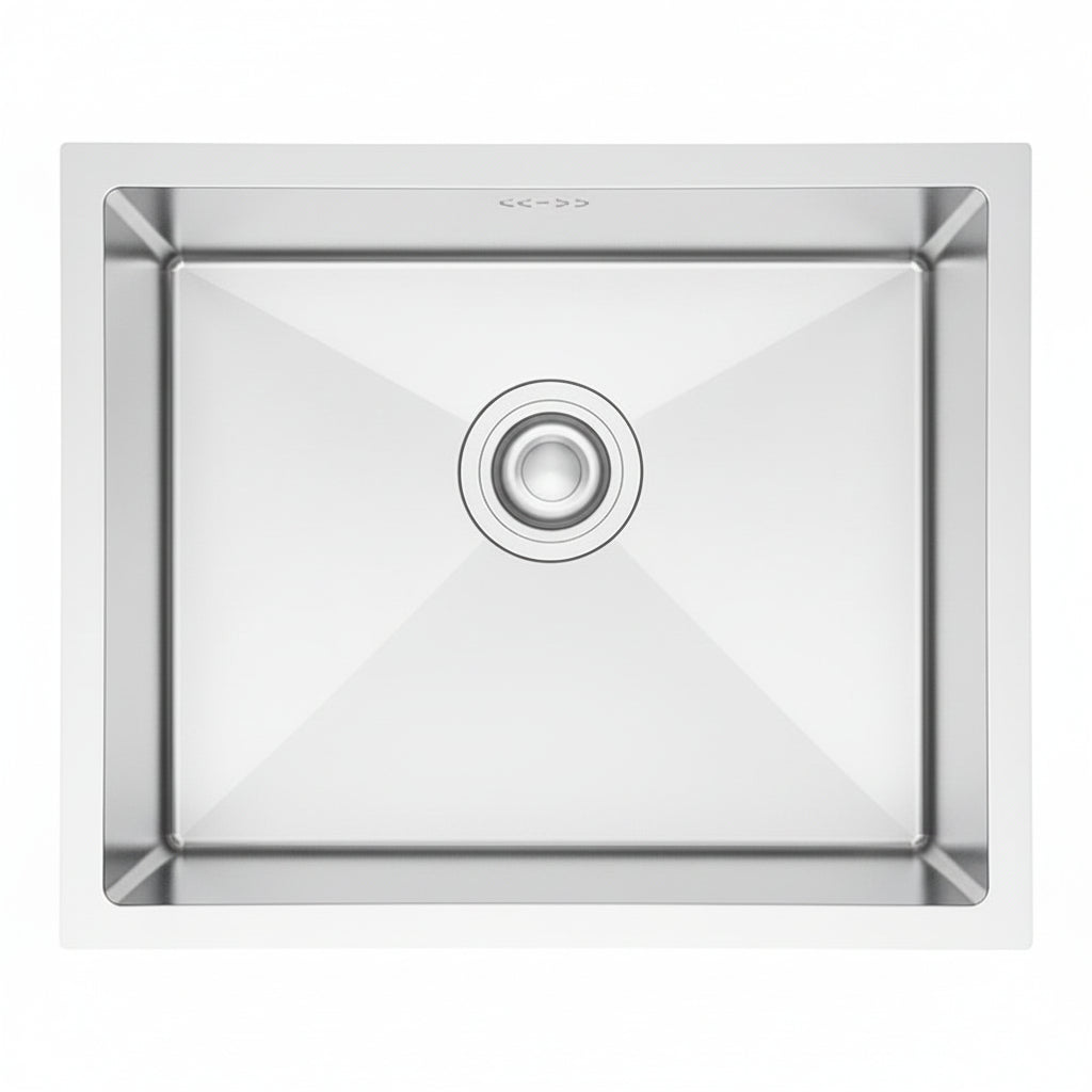 Évier cuisine 1 bac inox 50x43 cm profondeur 20 cm, encastrable sur mesure