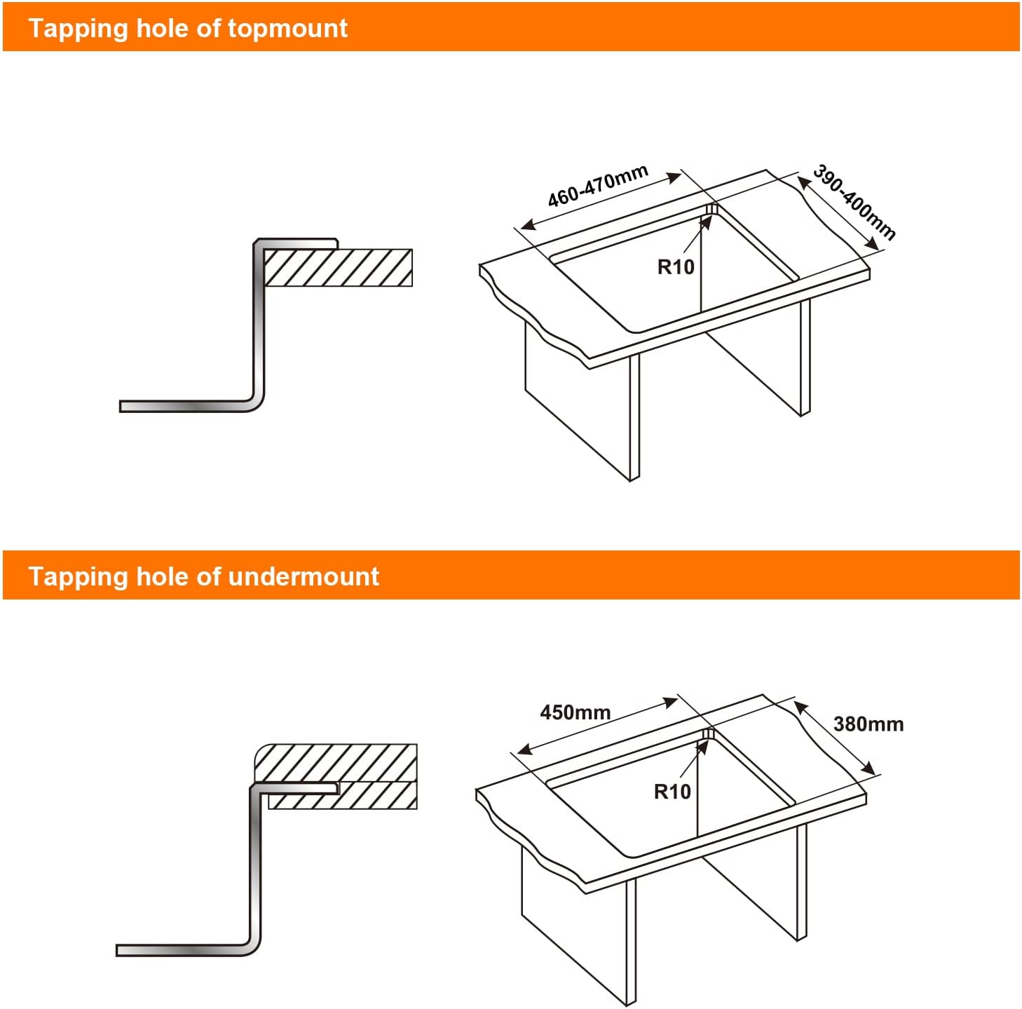 Évier cuisine : 1 bac 50x43 cm inox argent, profondeur 20 cm, encastrable ou sur plan et filtre de vidange inclus