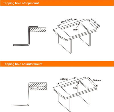 Évier cuisine : 1 bac 50x43 cm inox argent, profondeur 20 cm, encastrable ou sur plan et filtre de vidange inclus