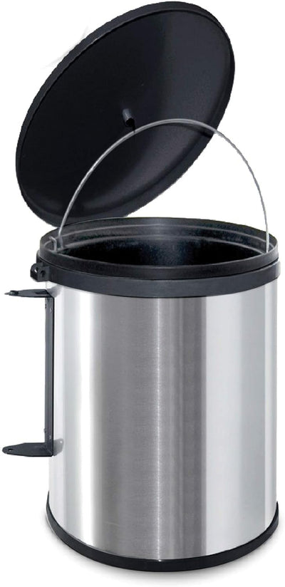 Poubelle sur porte 15 L : Montage porte pivotante, 1 seau 15 L, inox et noir, ouverture automatique