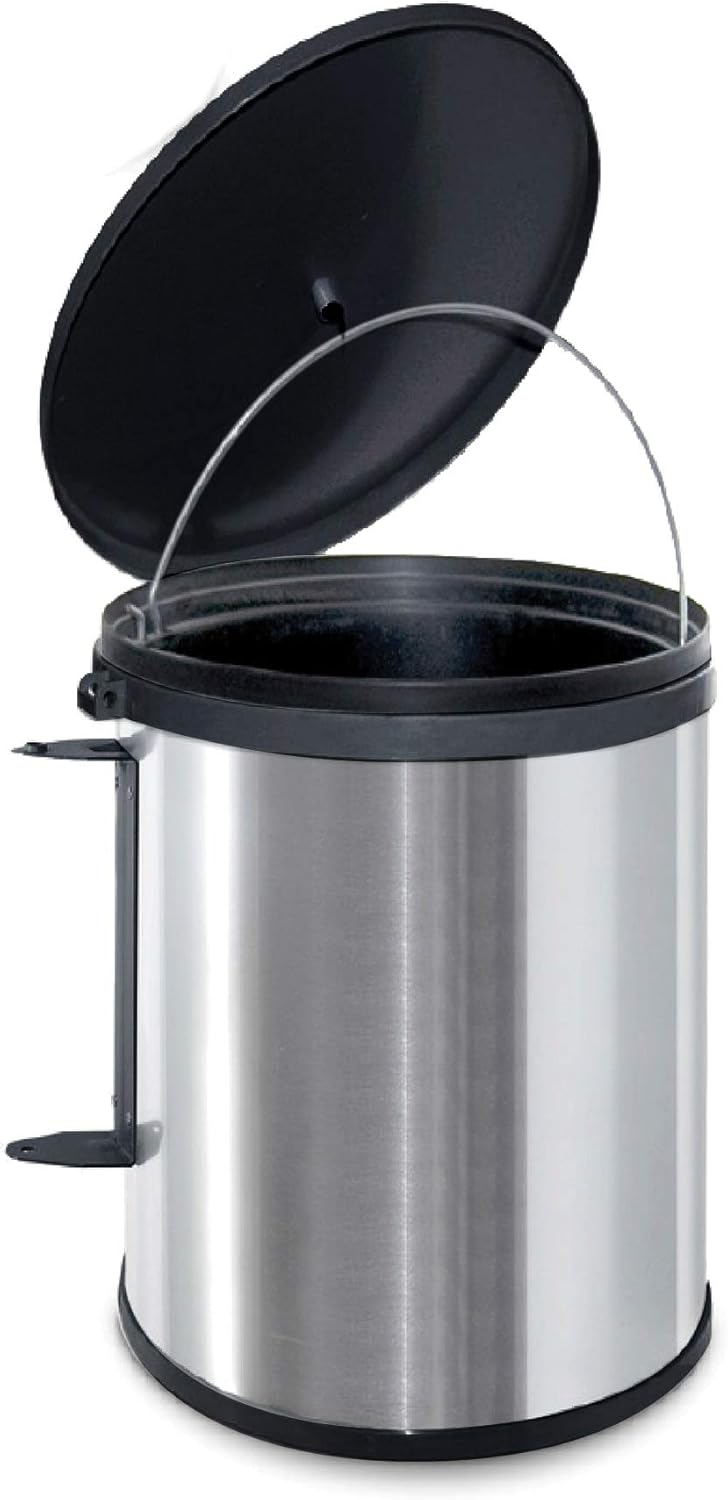 Poubelle sur porte 15 L : Montage porte pivotante, 1 seau 15 L, inox et noir, ouverture automatique