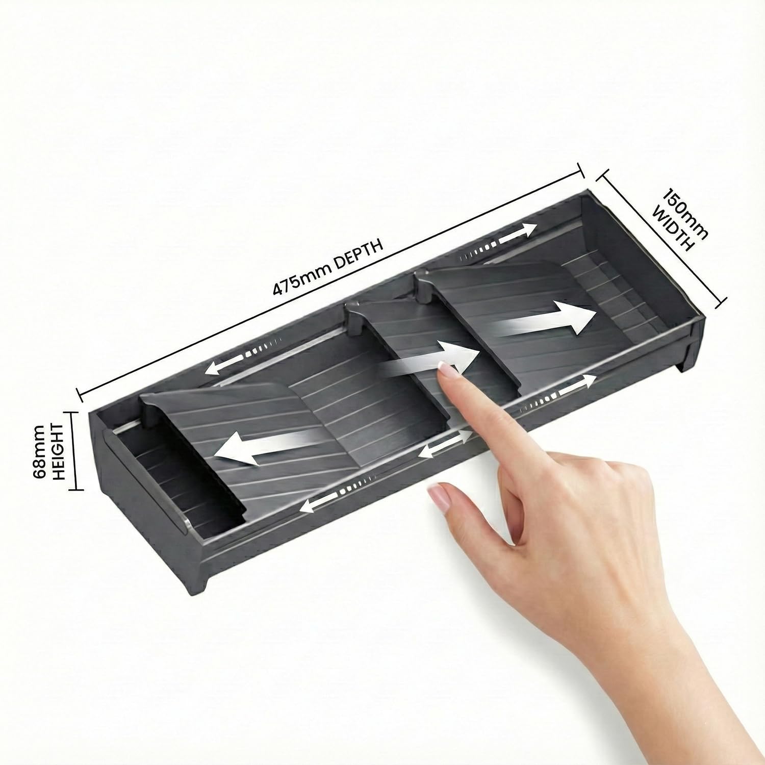 Bac organiseur tiroir cuisine métal : Alliage aluminium gris anthracite, 473 × 150 × 68 mm