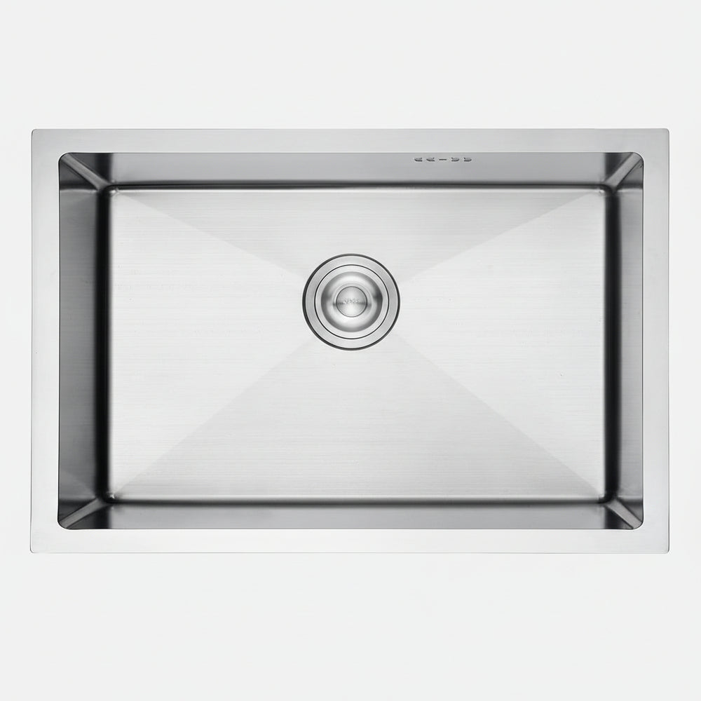 Évier cuisine 1 bac inox 70x44 cm encastrable, profondeur 20 cm, finition argent brossé