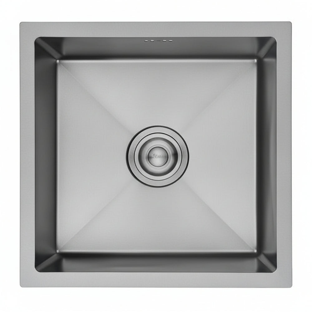 Évier 1 bac carré 40x40 cm inox argent, profondeur 20 cm, encastrable cuisine