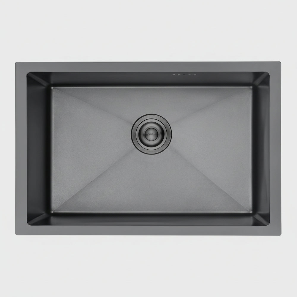 Évier cuisine 1 bac 70x44 cm inox noir encastrable, profondeur 20 cm, cuisine contemporaine