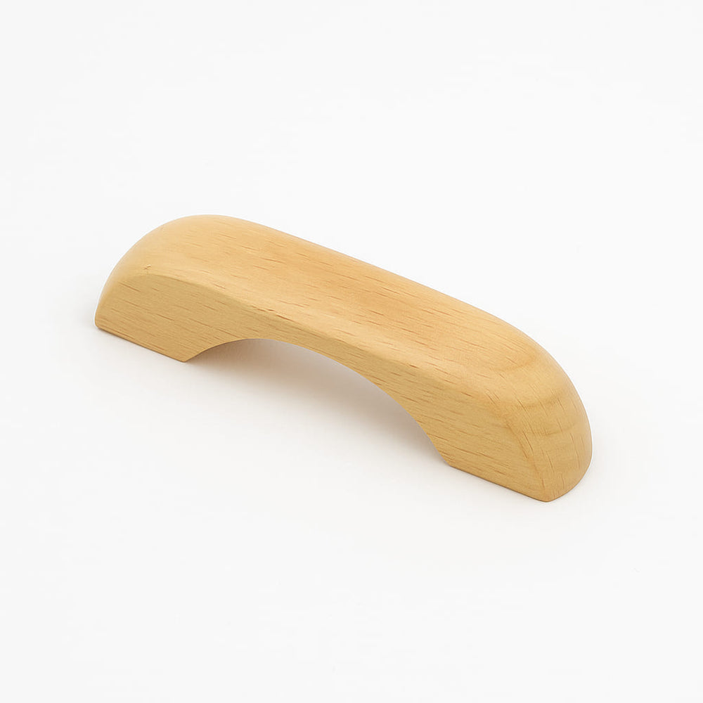 Poignée de meuble cuisine 100mm en bois clair, finition naturelle chaleureuse