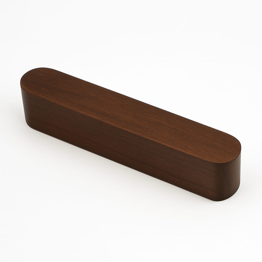 Poignée de meuble cuisine 100mm en bois foncé, finition naturelle sur mesure