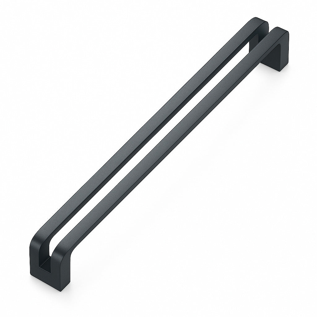 Poignée de meuble cuisine 200mm métal anthracite, finition mat contemporaine