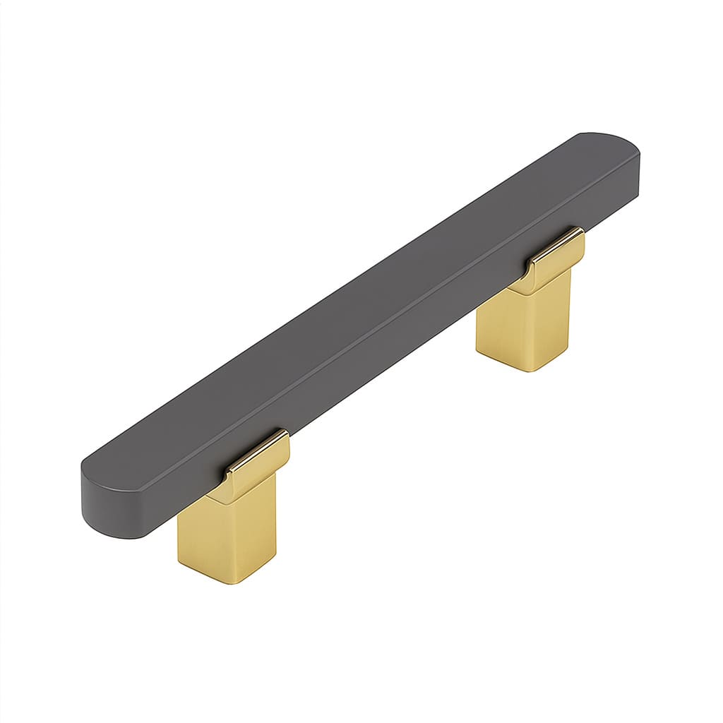 Poignée de cuisine 149mm métal bicolore doré et anthracite, finition moderne