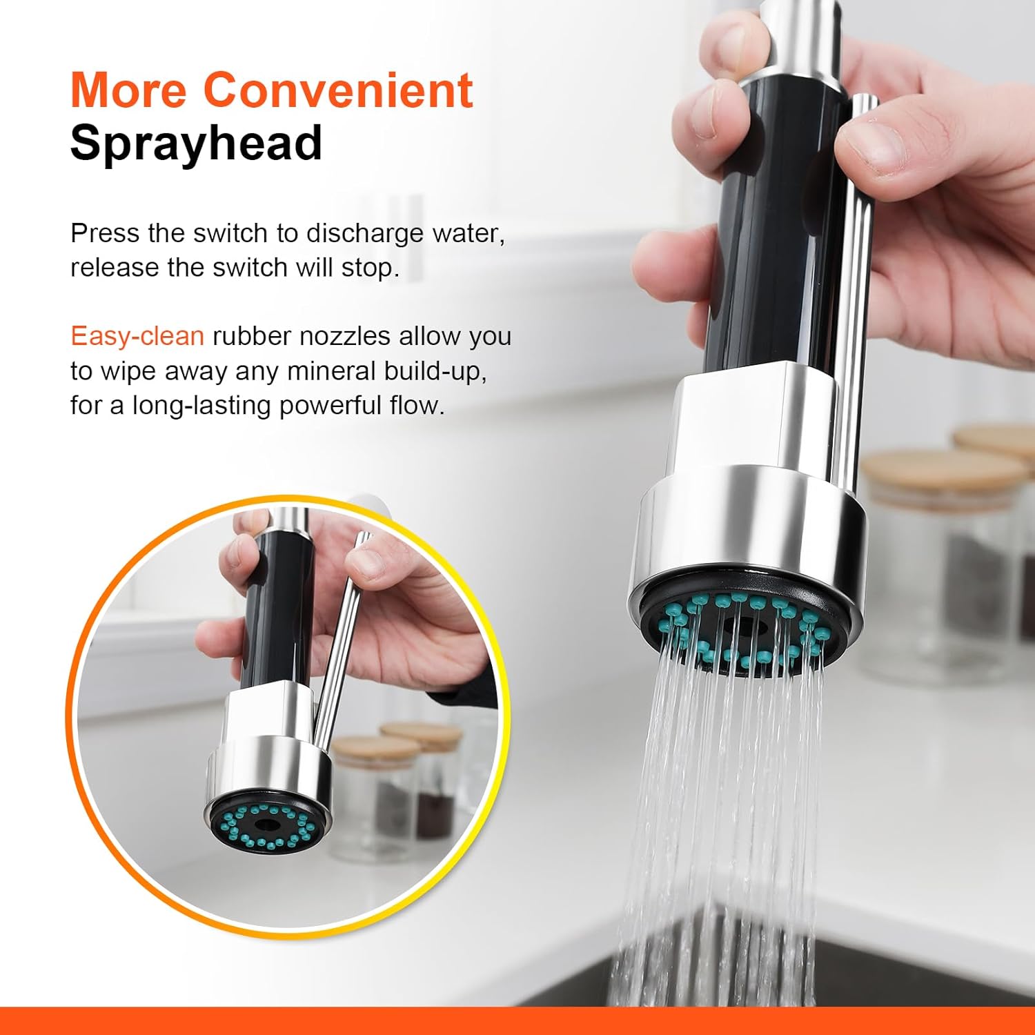 Robinet cuisine : Arc élevé ressort professionnel 360° avec douchette extractible 2 jets chromé argent, Cold Start et kit installation inclus