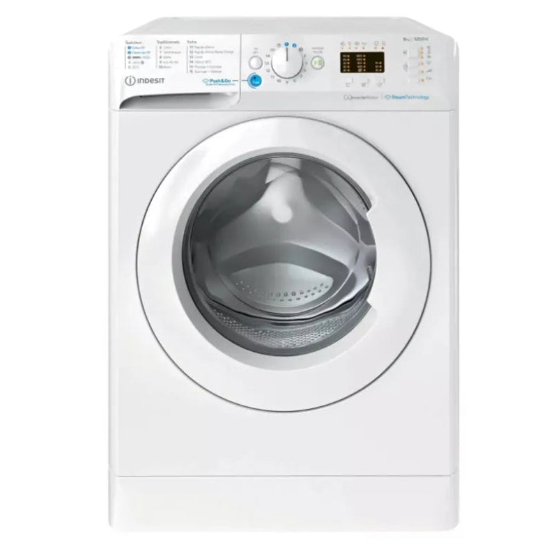 Lave-linge hublot INDESIT : 8 kg, Classe B, 1 200 tr/min, Moteur Induction et Push&Go Steam