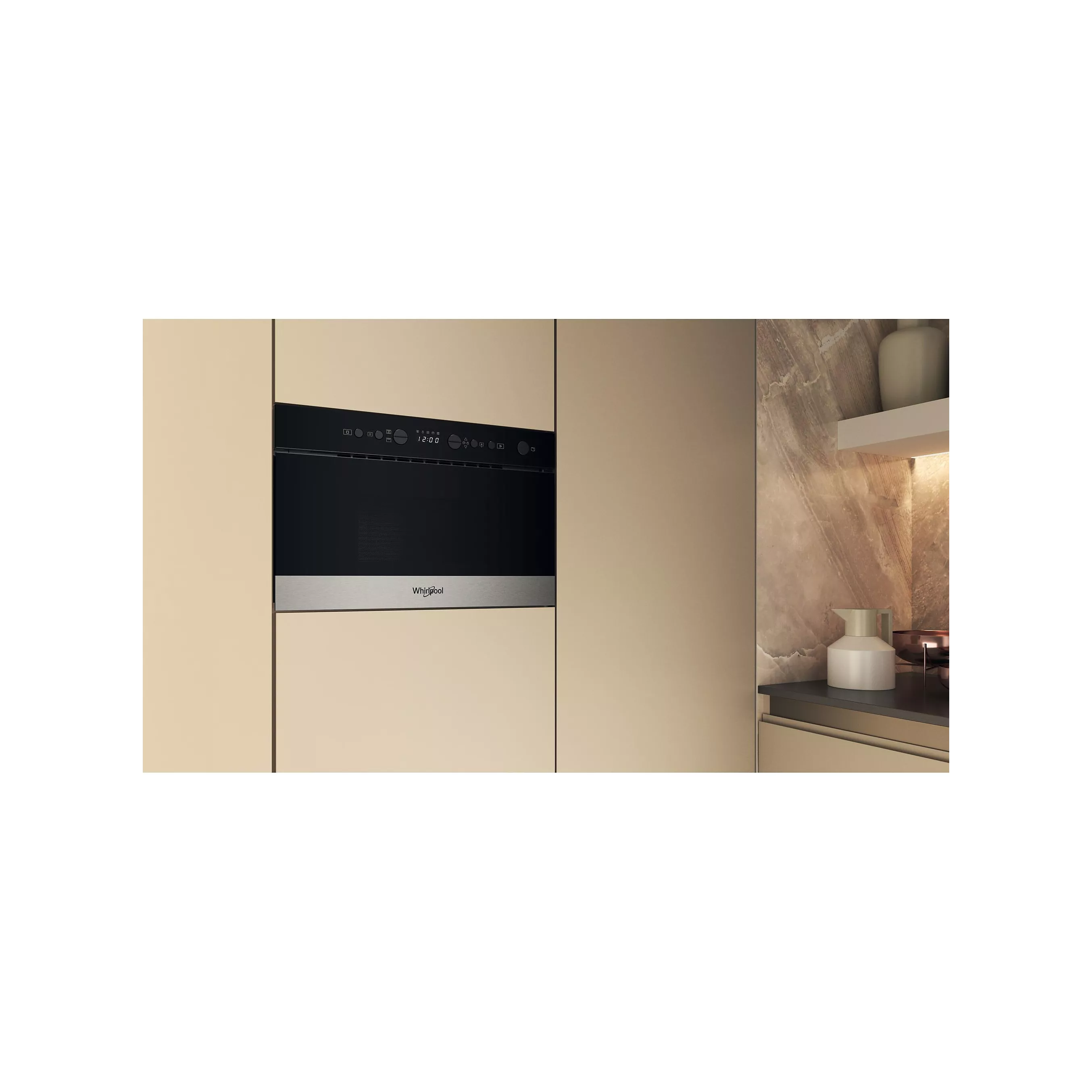 Micro-ondes gril encastrable WHIRLPOOL WM22574BXF : Crisp, 6ème Sens, 3D System et Jet Defrost — le haut de gamme encastrable