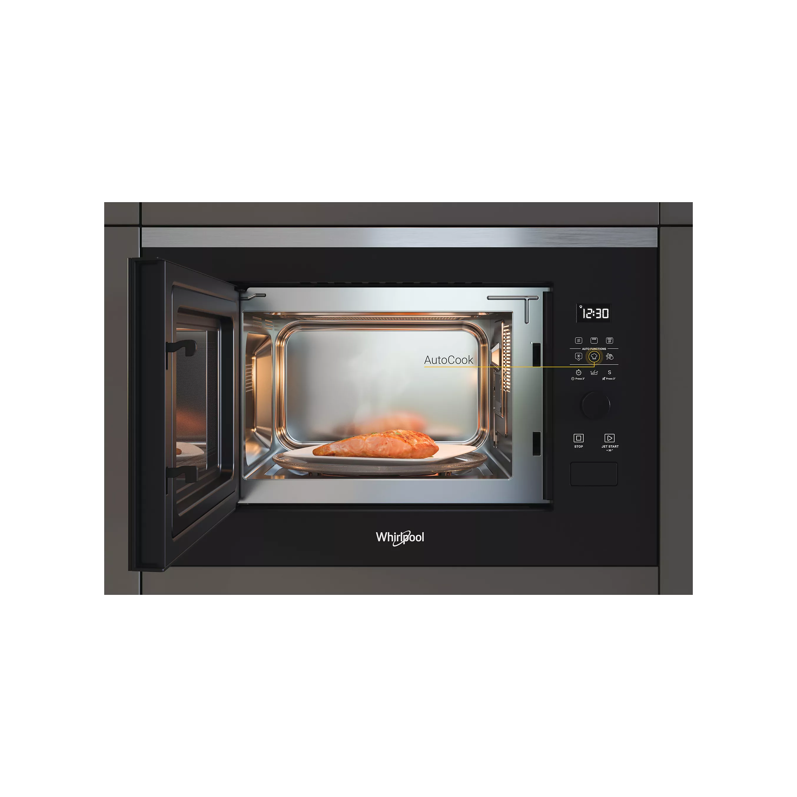 Micro-ondes gril encastrable WHIRLPOOL WMF250G : 25 L, Crisp, Jet Defrost et JetGrill pour une cuisine encastrée performante