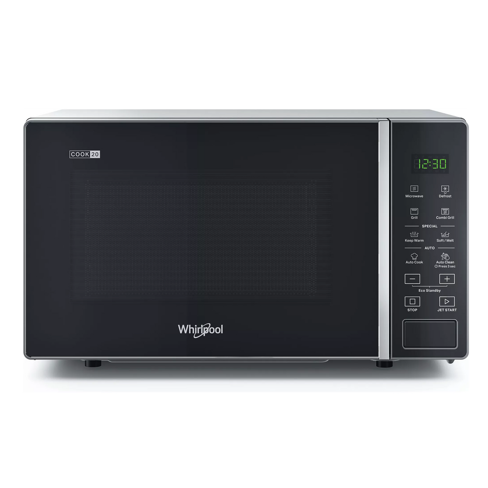 Micro-ondes gril Whirlpool MWP203SB posable silver et noir 20L, gril quartz, cuisine contemporaine