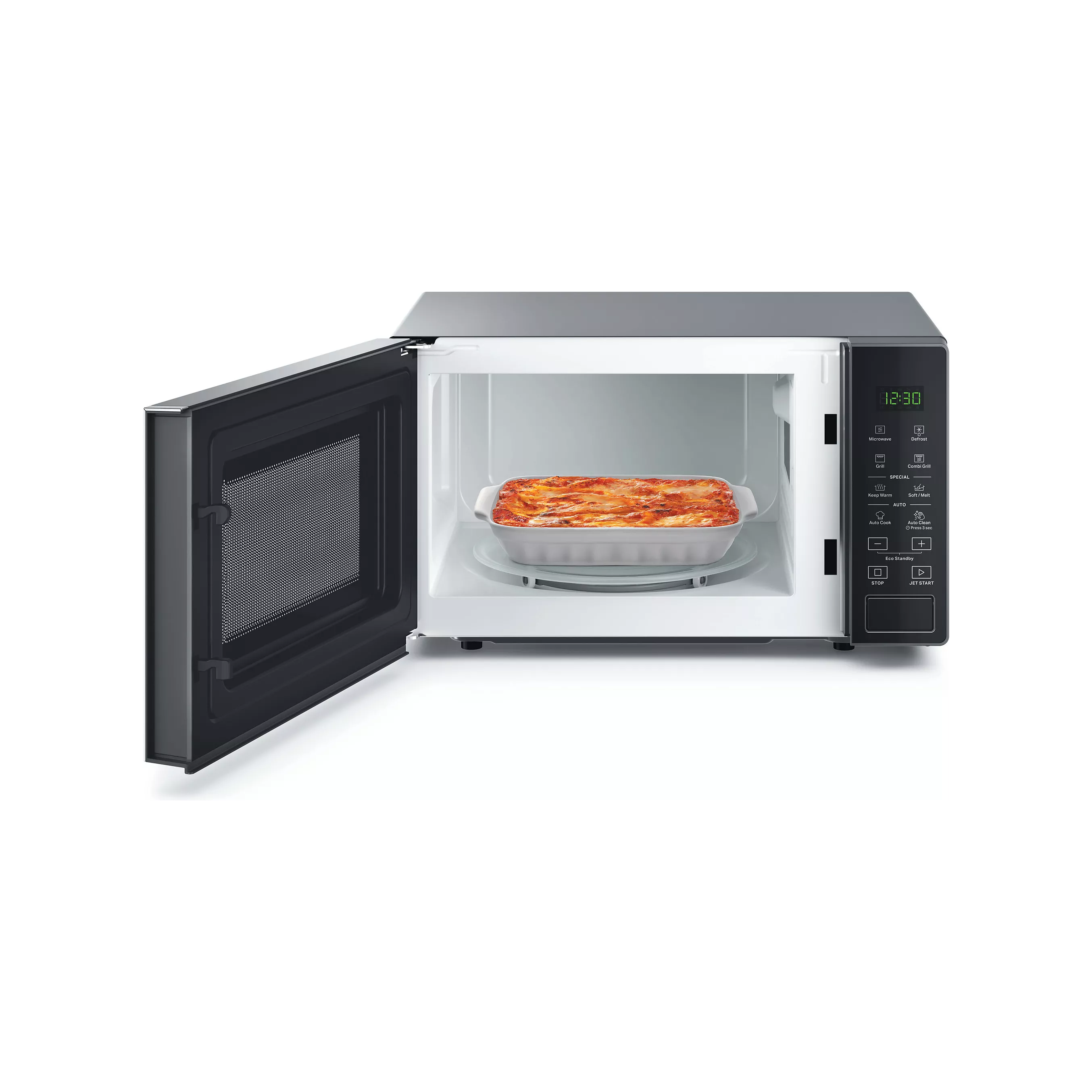 Micro-ondes gril WHIRLPOOL MWP203SB : Posable silver et noir, gril quartz 20 L et 12 recettes Auto Cook