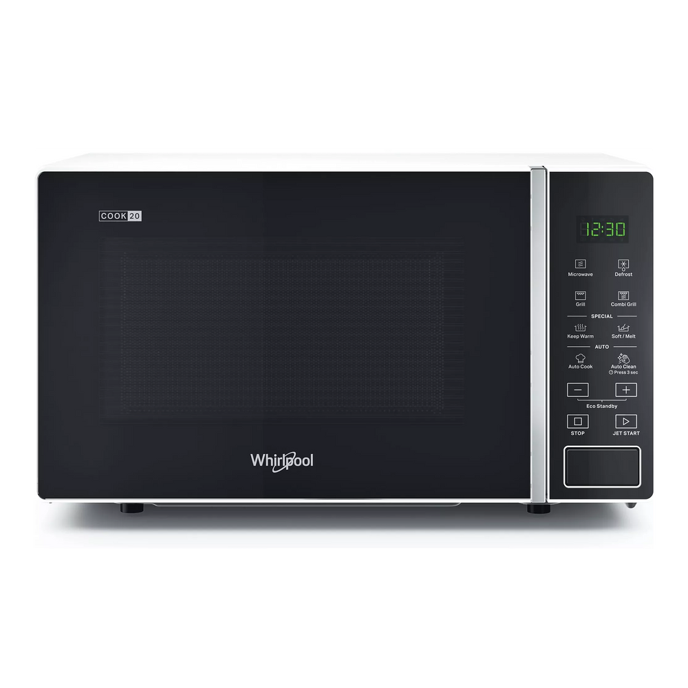Micro-ondes grill Whirlpool MWP203W blanc 20L, design épuré pour cuisine moderne