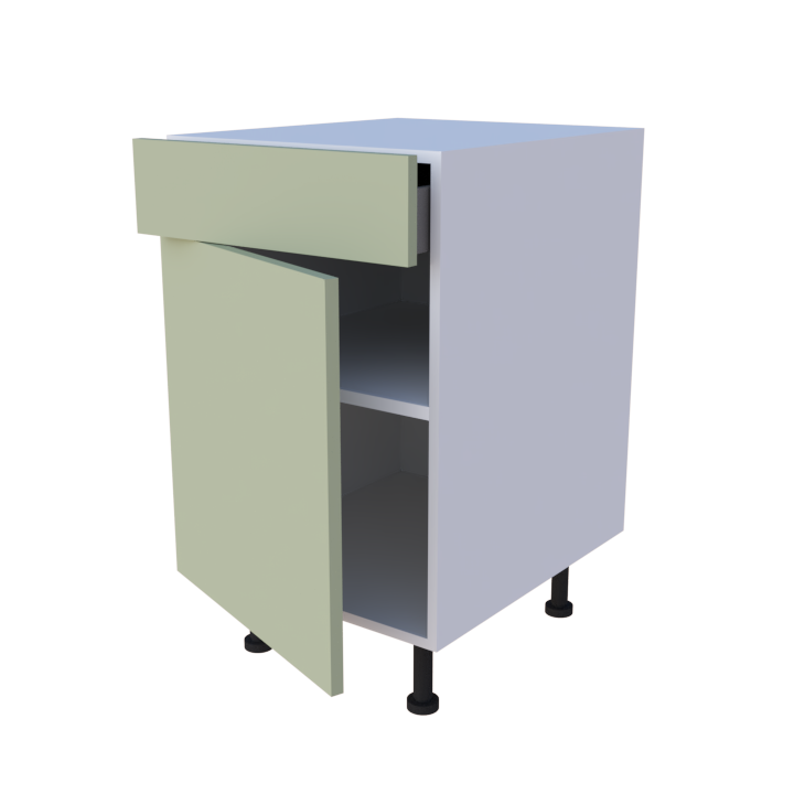 Meuble bas 1 porte + 1 tiroir - larg. 50 cm - Haut. 85cm (pieds inclus)