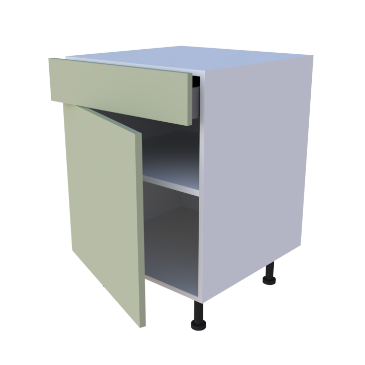 Meuble bas 1 porte + 1 tiroir - larg. 60 cm - Haut. 85cm (pieds inclus)
