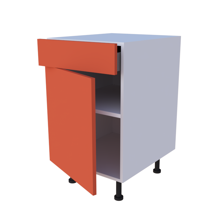 Meuble bas 1 porte + 1 tiroir - larg. 50 cm - Haut. 85cm (pieds inclus)