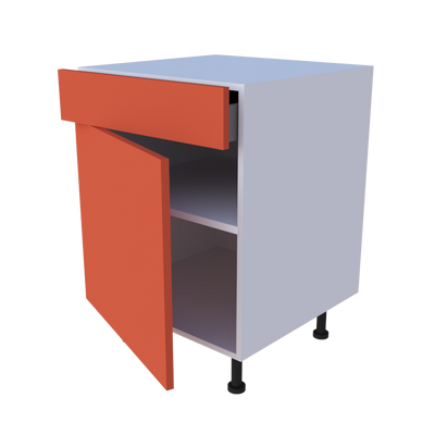 Meuble bas 1 porte + 1 tiroir - larg. 60 cm - Haut. 85cm (pieds inclus)