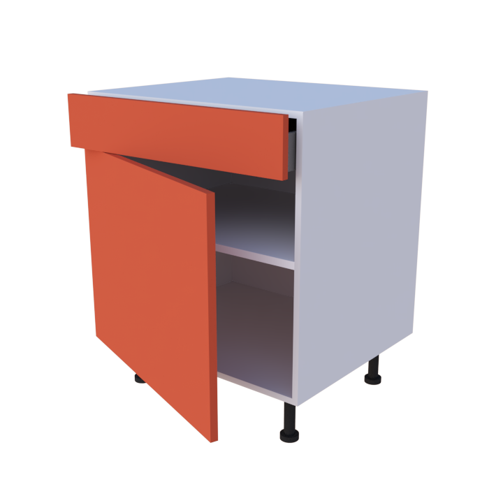 Meuble bas 1 porte + 1 tiroir - larg. 70 cm - Haut. 85cm (pieds inclus)