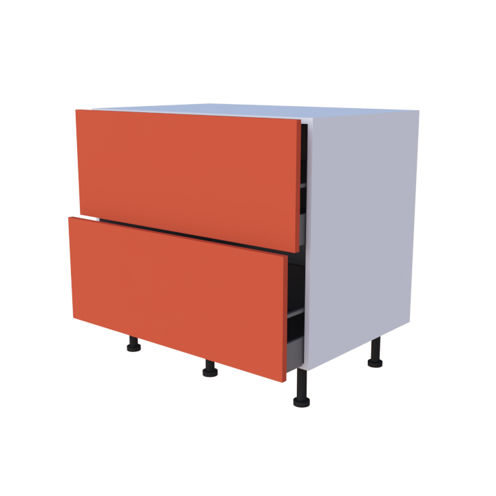 Meuble bas 2 casseroliers - Larg. 90cm - Haut. 85cm (pieds inclus)