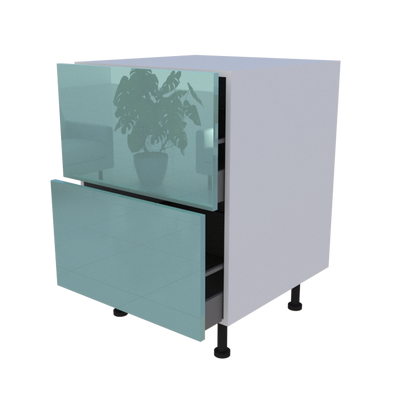 Meuble bas 2 casseroliers - larg. 60 cm - Haut. 85cm (pieds inclus)