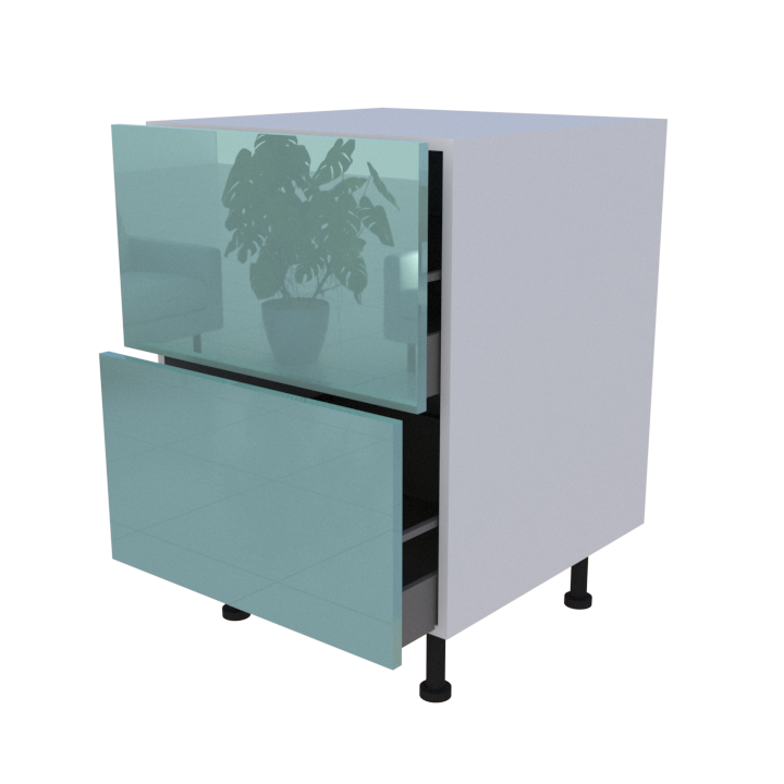 Meuble bas 2 casseroliers - larg. 60 cm - Haut. 85cm (pieds inclus)