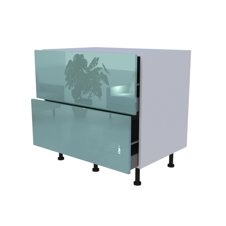 Meuble bas 2 casseroliers - Larg. 90cm - Haut. 85cm (pieds inclus)