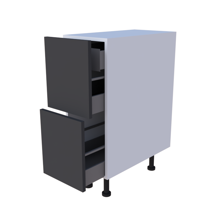 Meuble bas 2 casseroliers + 1 tiroir caché - Larg. 30cm - Haut. 85cm (pieds inclus)