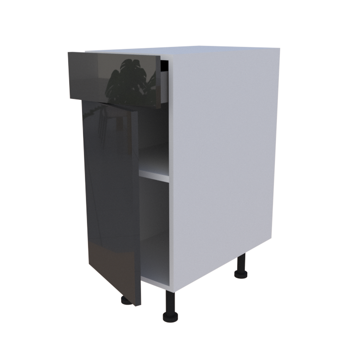 Meuble bas 1 porte + 1 tiroir - larg. 35 cm - Haut. 85cm (pieds inclus)