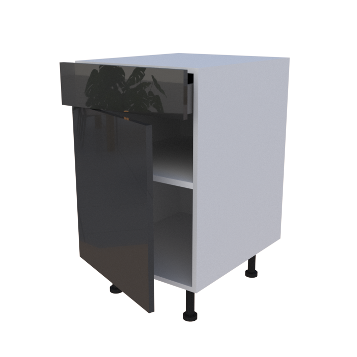 Meuble bas 1 porte + 1 tiroir - larg. 50 cm - Haut. 85cm (pieds inclus)