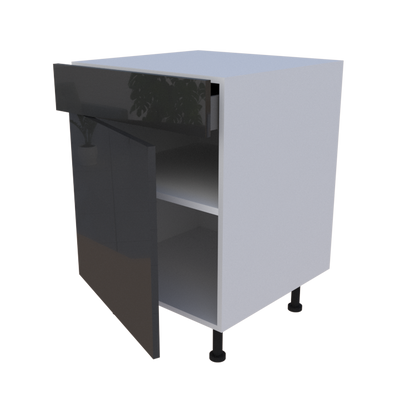 Meuble bas 1 porte + 1 tiroir - larg. 60 cm - Haut. 85cm (pieds inclus)