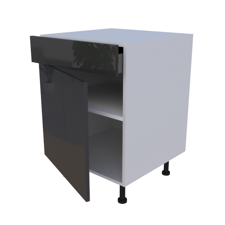 Meuble bas 1 porte + 1 tiroir - larg. 60 cm - Haut. 85cm (pieds inclus)