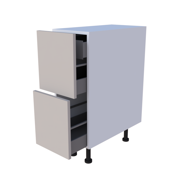 Meuble bas 2 casseroliers + 1 tiroir caché - Larg. 30cm - Haut. 85cm (pieds inclus)