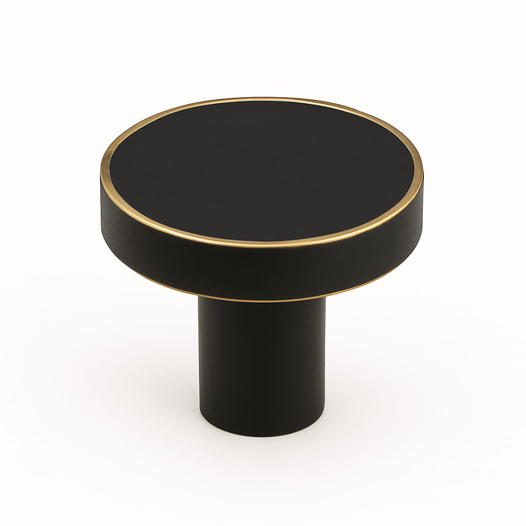 Poignée bouton 32mm laiton noir mat, robinetterie de cuisine sur mesure