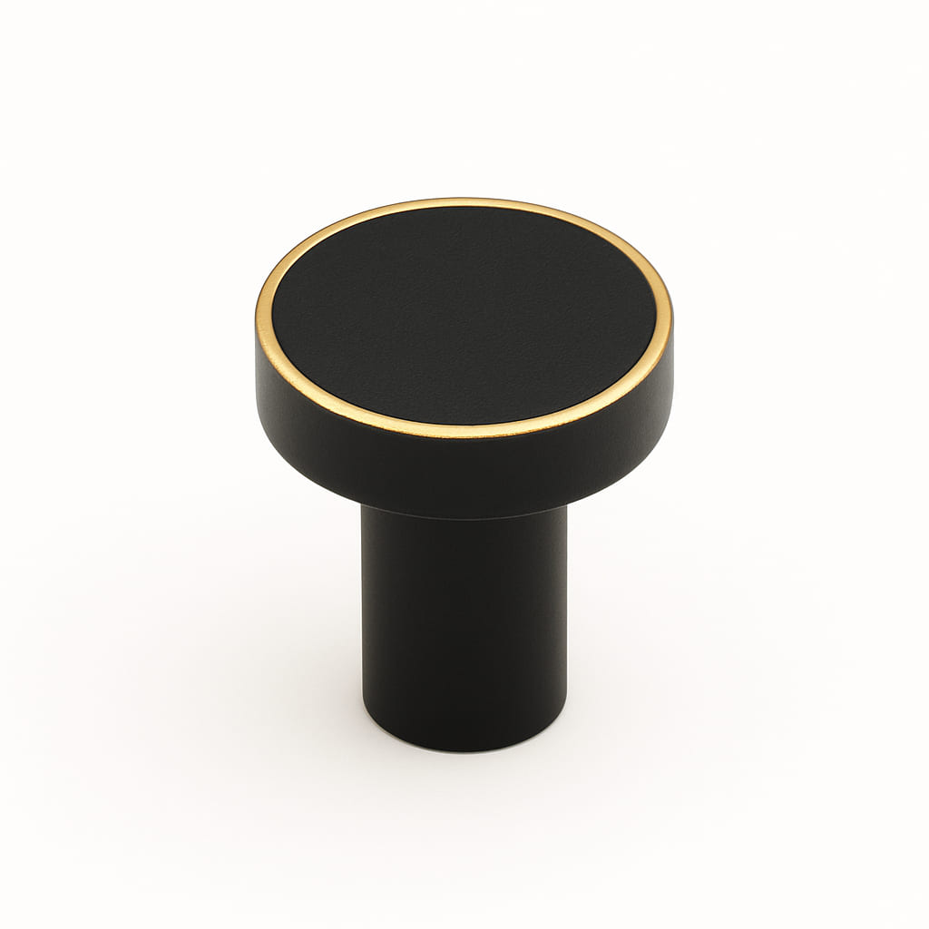 Poignée bouton 20mm laiton noir mat pour meuble de cuisine sur mesure