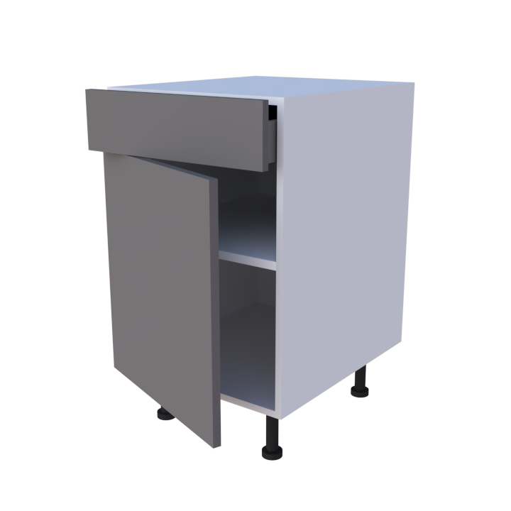 Meuble bas 1 porte + 1 tiroir - larg. 50 cm - Haut. 85cm (pieds inclus)