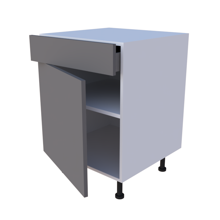 Meuble bas 1 porte + 1 tiroir - larg. 60 cm - Haut. 85cm (pieds inclus)