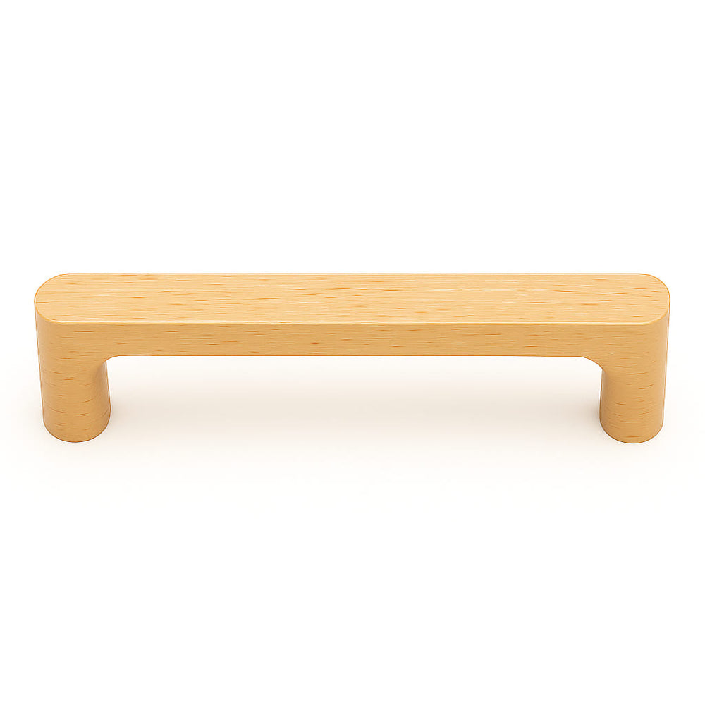 Poignée de meuble cuisine 138mm en bois clair, finition naturelle chaleureuse