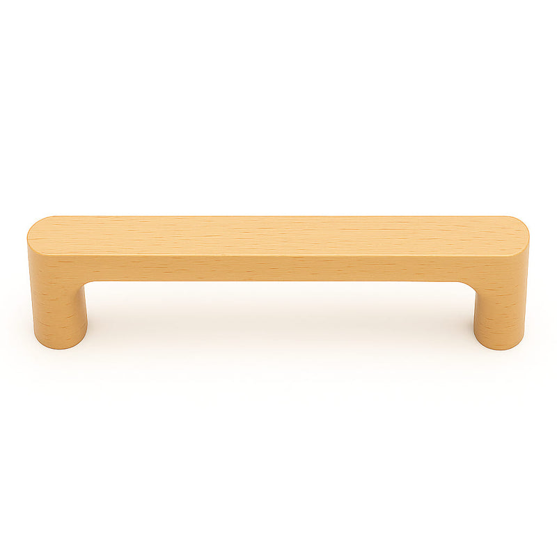 Poignée de meuble cuisine 138mm en bois clair, finition naturelle chaleureuse