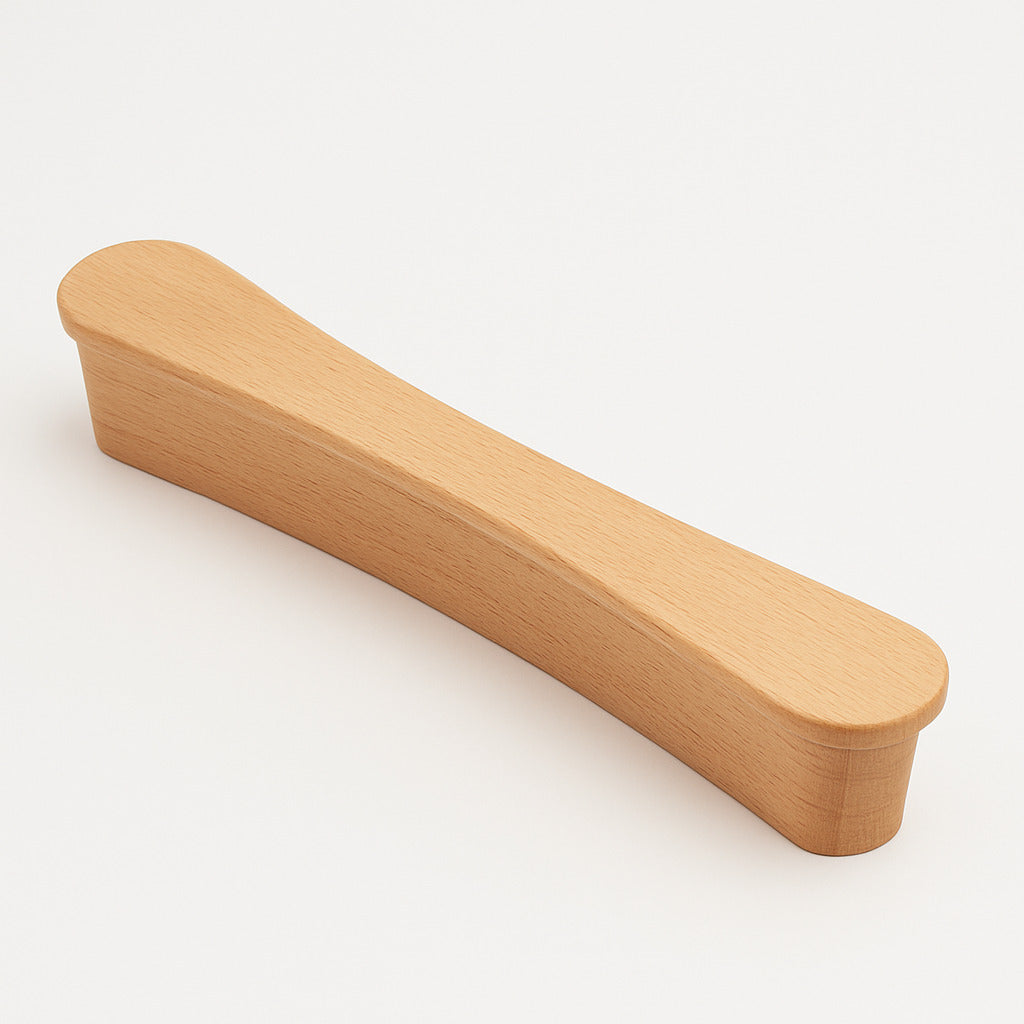 Poignée de meuble cuisine 160mm en bois clair, finition naturelle chaleureuse