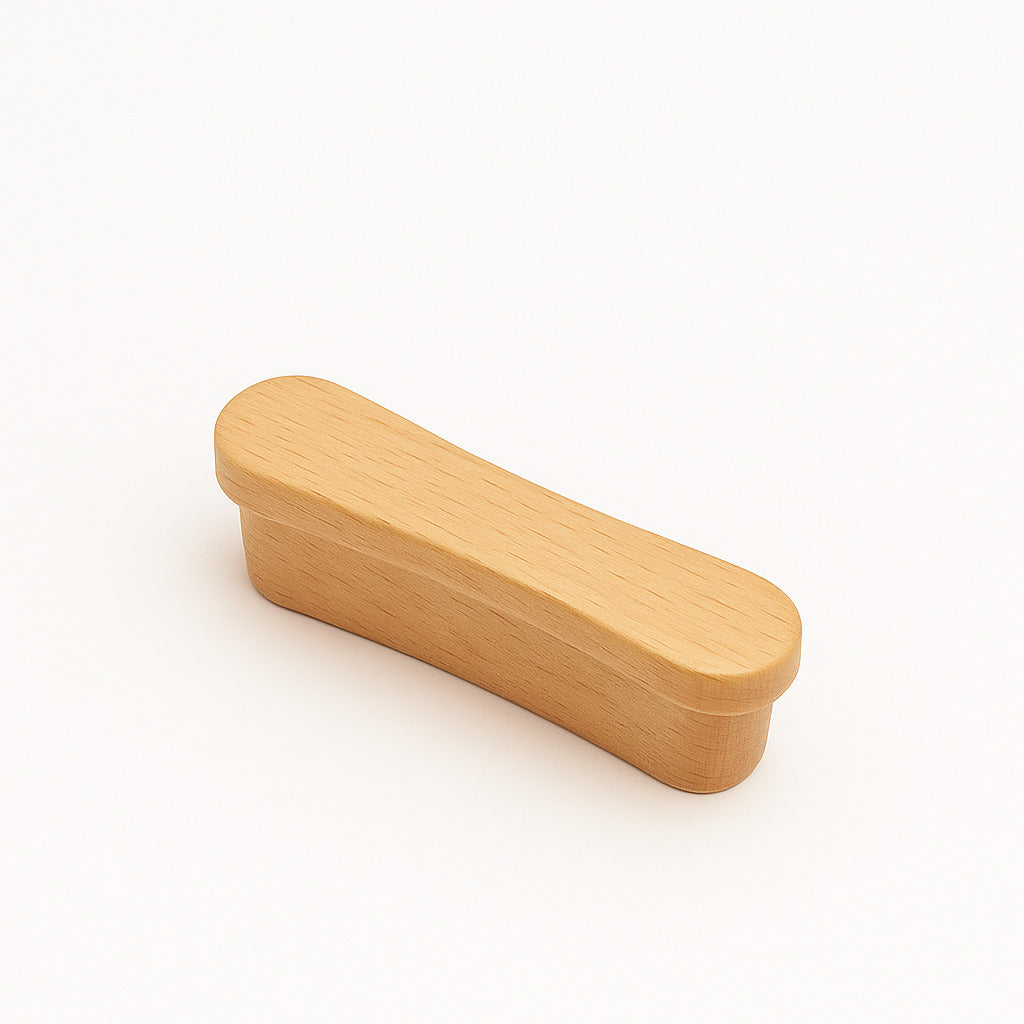 Poignée de meuble cuisine 100mm en bois clair, finition naturelle chaleureuse