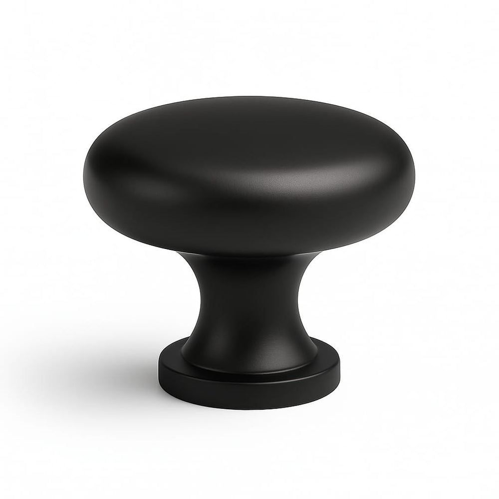 Poignée bouton 33mm métal noir mat, quincaillerie de meuble cuisine contemporaine